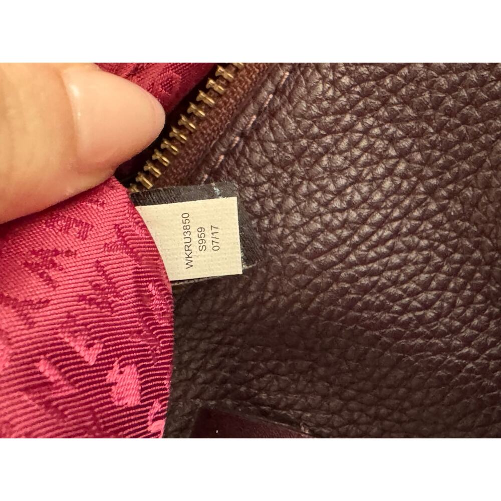 Kate Spade Filipa Mahogany Pebbled Leather Weekender Duffel Travel Bag - Picture 14 of 16